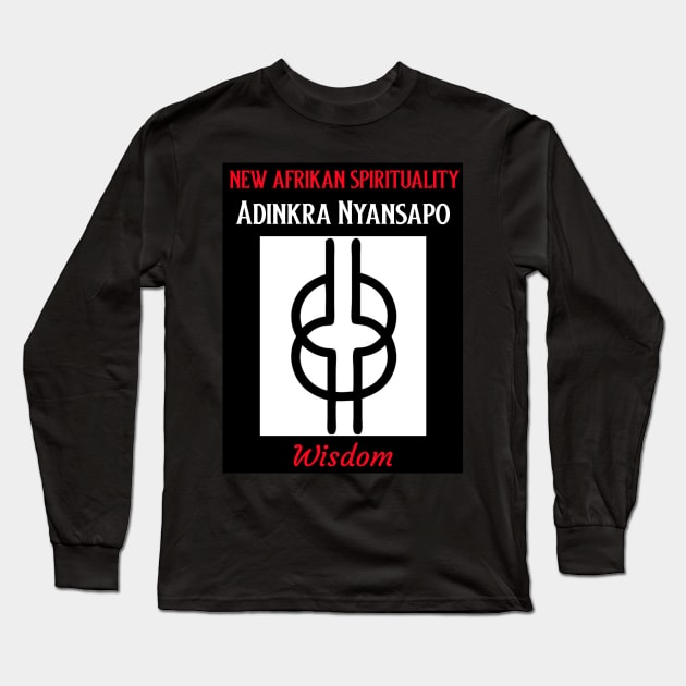 Adinkra Symbol Nyansapo representing Wisdom Long Sleeve T-Shirt by Black Expressions